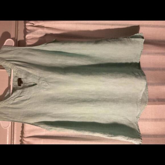 Talbot's Sleeveless Green V Neck Linen Blouse Size Large - Picture 4 of 8